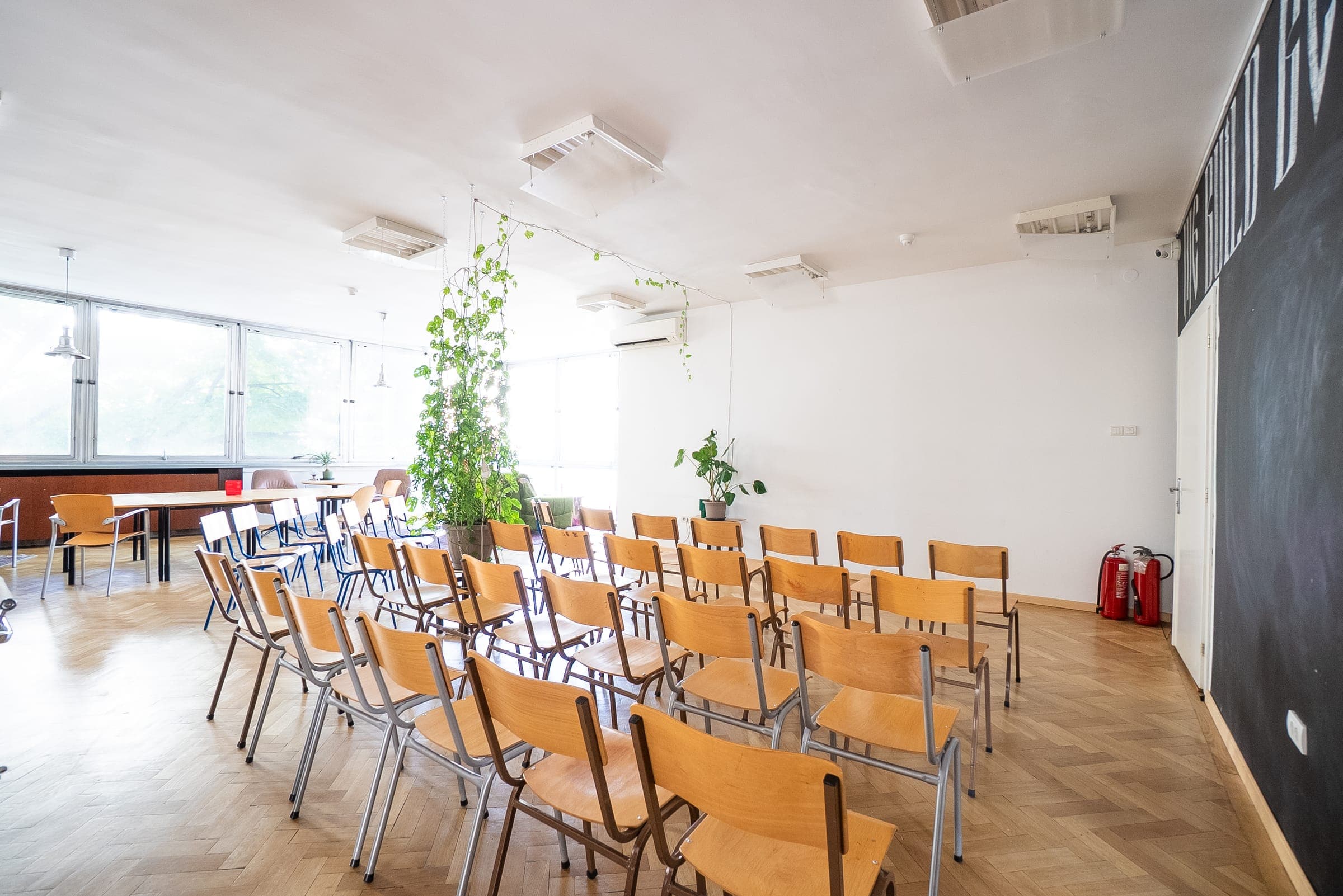 Focus Hall at SENSE—S.SPACE set up with rows of chairs for a talk or screening